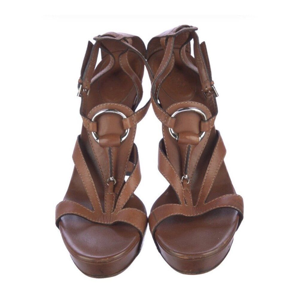 Gucci Authentic Solid Brown Leather Horsebit T St… - image 3